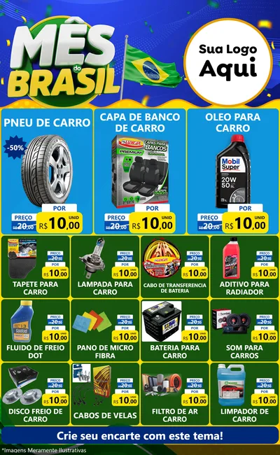 Modelo de Encarte para Encarte Grande com o tema Mês do Brasil para Auto peças