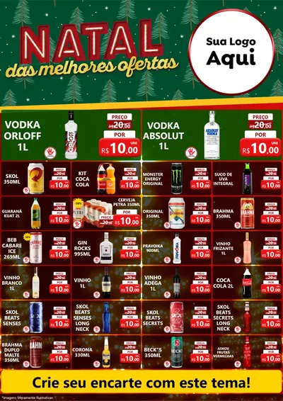 Modelo de Encarte para Encarte A4 Vertical com o tema Natal das Melhores Ofertas para Distribuidora de bebidas