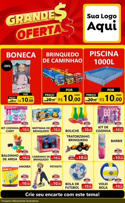 Modelo de Encarte para Encarte Grande com o tema Grandes Ofertas para Brinquedos