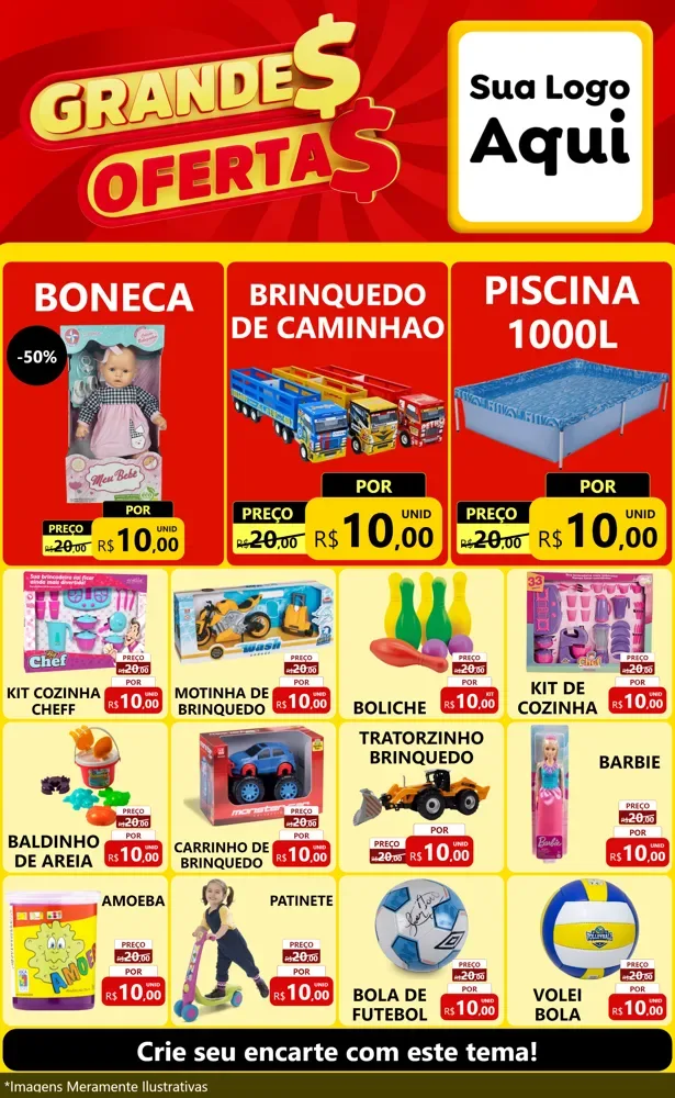 Modelo de Encarte para Encarte Grande com o tema Grandes Ofertas para Brinquedos