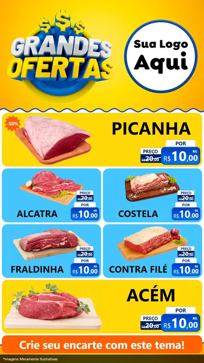 Modelo de TV para TV Vertical com o tema Grandes Ofertas para Açougue