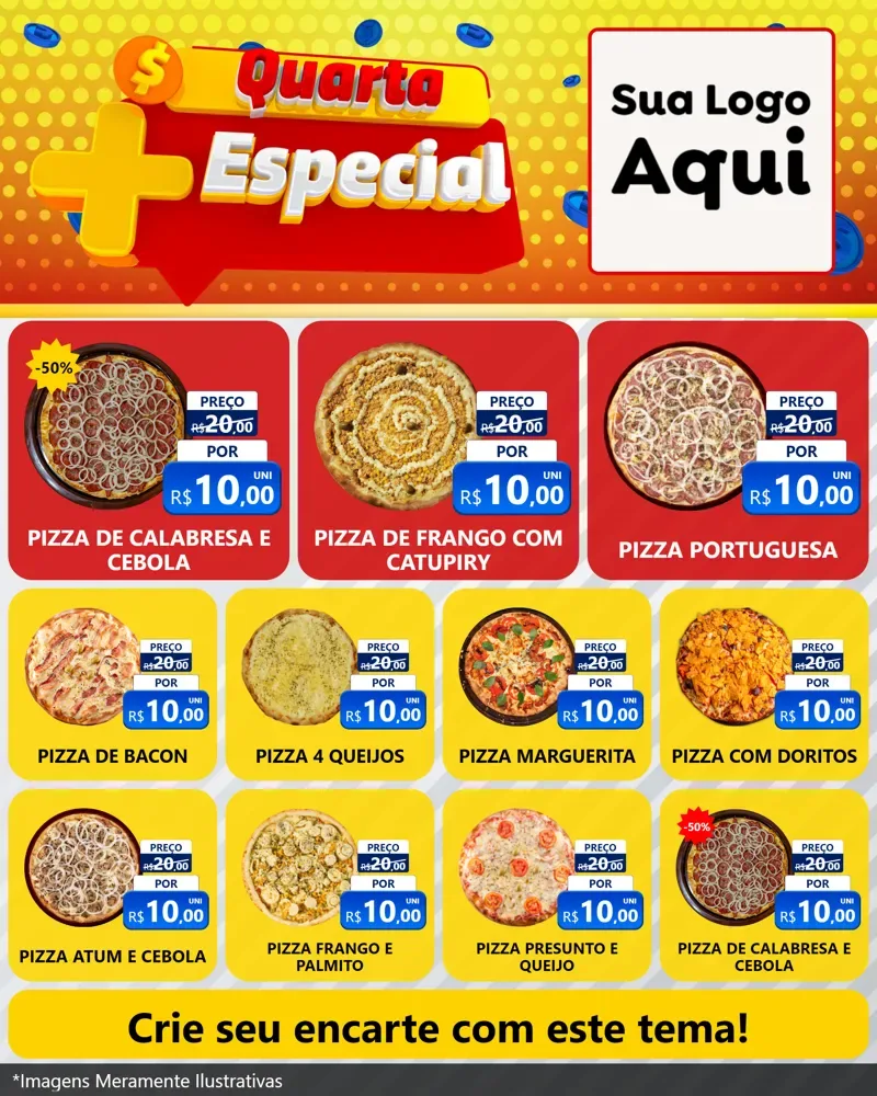 Modelo de Rede Social para Feed Instagram com o tema Quarta Mais Especial para Pizzaria