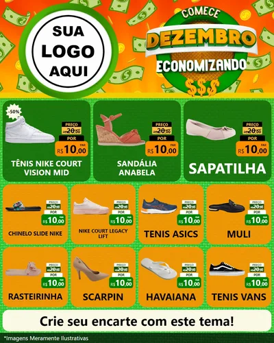 Modelo de Rede Social para Feed Instagram com o tema Comece Dezembro Economizando para Calçados