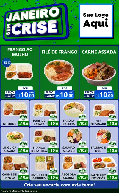 Modelo de Encarte para Encarte Grande com o tema Janeiro Sem Crise para Restaurante