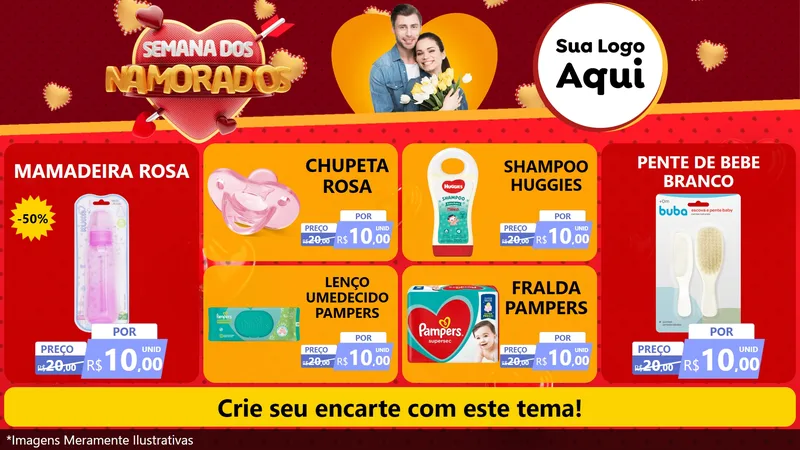 Modelo de TV para TV Horizontal com o tema Semana dos Namorados para Bebês