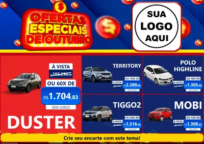 Modelo de Encarte para Encarte A4 Horizontal com o tema Ofertas Especiais de Outubro para Concessionaria de Carros