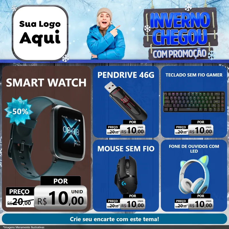 Modelo de Rede Social para Feed Facebook com o tema Inverno Chegou Com Promoção para Informática