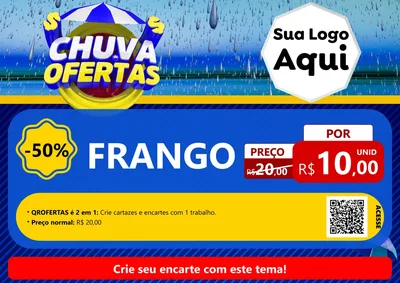 Modelo de Cartaz para Cartaz A4 Horizontal com o tema Chuva de Ofertas para Assados