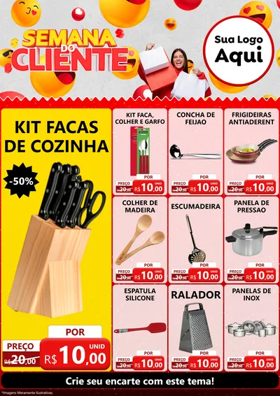 Modelo de Encarte para Encarte A4 Vertical com o tema Semana do Cliente para Utilidades Domésticas