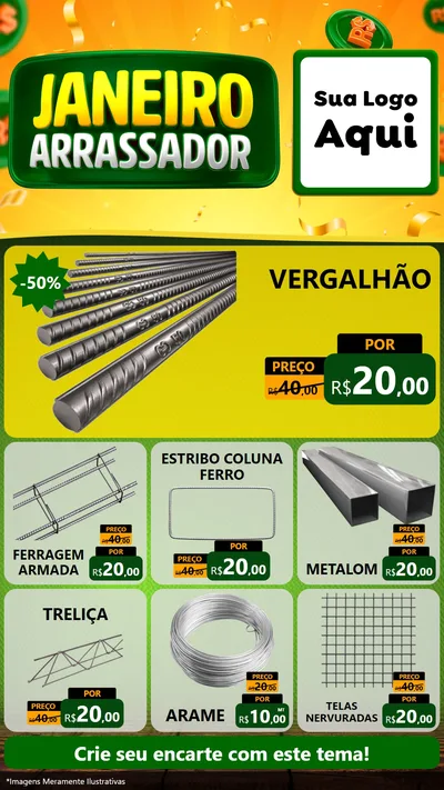 Modelo de Rede Social para Stories com o tema Janeiro Arrasador para Ferragens