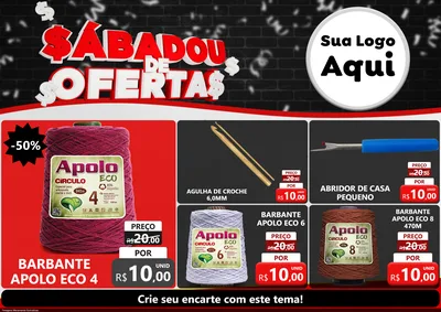 Modelo de Encarte para Encarte A4 Horizontal com o tema Sabadou de Ofertas para Armarinho e Aviamentos