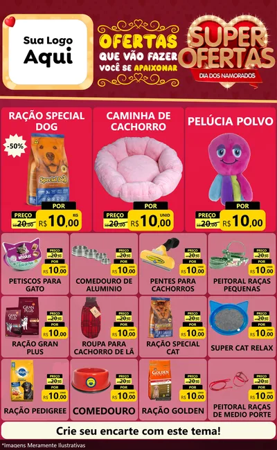 Modelo de Encarte para Encarte Grande com o tema Dia dos Namorados para Pet Shop