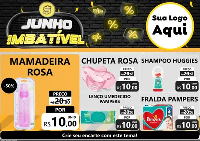Modelo de Encarte para Encarte A4 Horizontal com o tema Junho Imbatível para Bebês