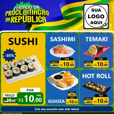 Modelo de Rede Social para Feed Facebook com o tema Feriado da Proclamação da República para Comida japonesa