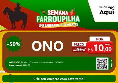 Modelo de Cartaz para Cartaz A4 Horizontal com o tema Semana Farroupilha - Uma Barbaridade de Ofertas para Óticas