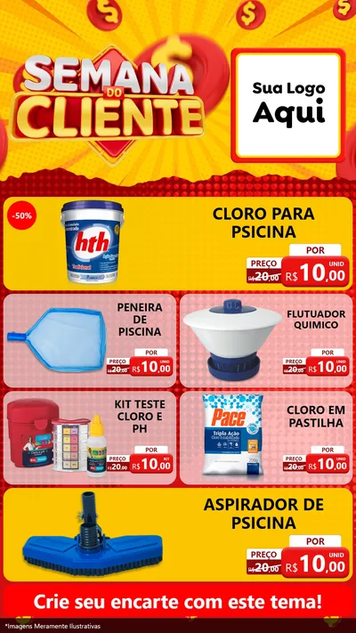 Modelo de TV para TV Vertical com o tema Semana do Cliente para Produtos para Piscina