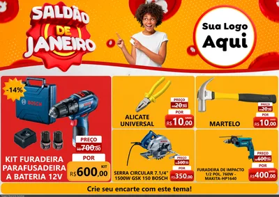 Modelo de Encarte para Encarte A4 Horizontal com o tema Saldão de Janeiro para Maquinas e Ferramentas