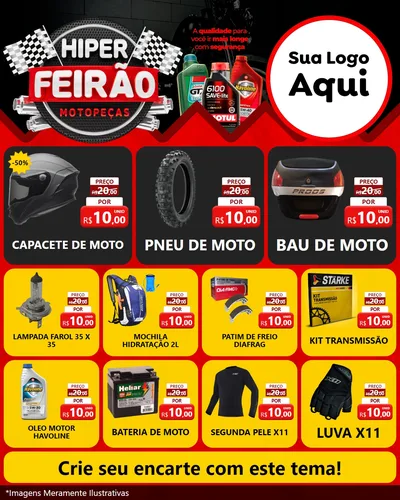 Modelo de Rede Social para Feed Instagram com o tema Hiper Feirão - Motopeças para Moto peças