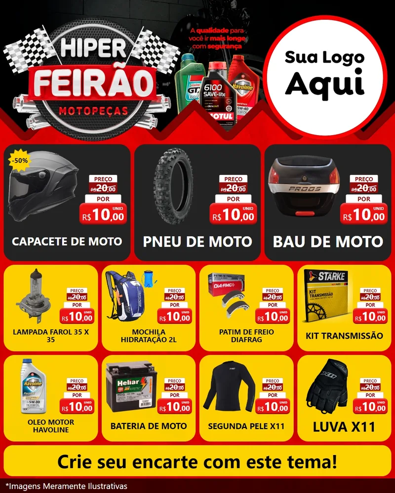 Modelo de Rede Social para Feed Instagram com o tema Hiper Feirão - Motopeças para Moto peças