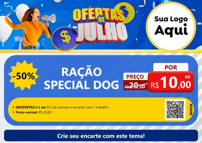 Modelo de Cartaz para Cartaz A4 Horizontal com o tema Ofertas de Julho para Pet Shop