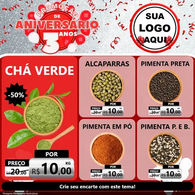 Modelo de Rede Social para Feed Facebook com o tema Promoção de Aniversário - 3 Anos para Produtos Naturais
