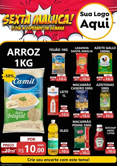 Modelo de Encarte para Encarte A4 Vertical com o tema Sexta Maluca! para Supermercado