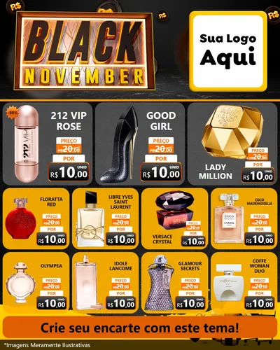Modelo de Rede Social para Feed Instagram com o tema Black November para Perfumes