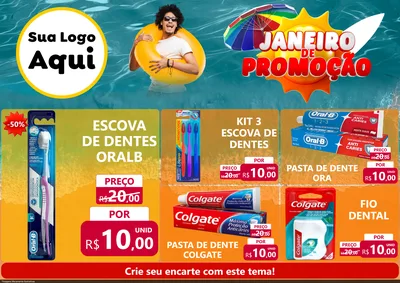 Modelo de Encarte para Encarte A4 Horizontal com o tema Janeiro de Promoção para Higiene Pessoal