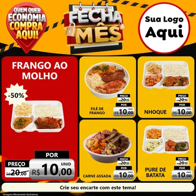 Modelo de Rede Social para Feed Facebook com o tema Fecha Mês para Restaurante