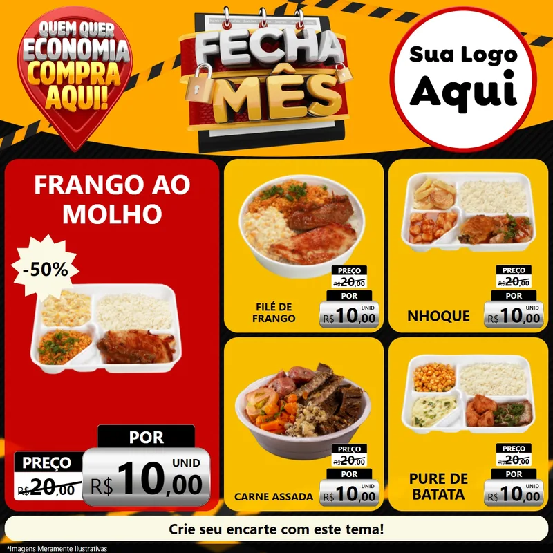 Modelo de Rede Social para Feed Facebook com o tema Fecha Mês para Restaurante