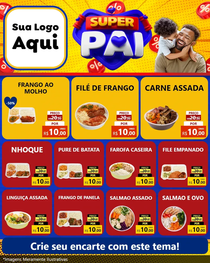 Modelo de Rede Social para Feed Instagram com o tema Super Pai para Restaurante