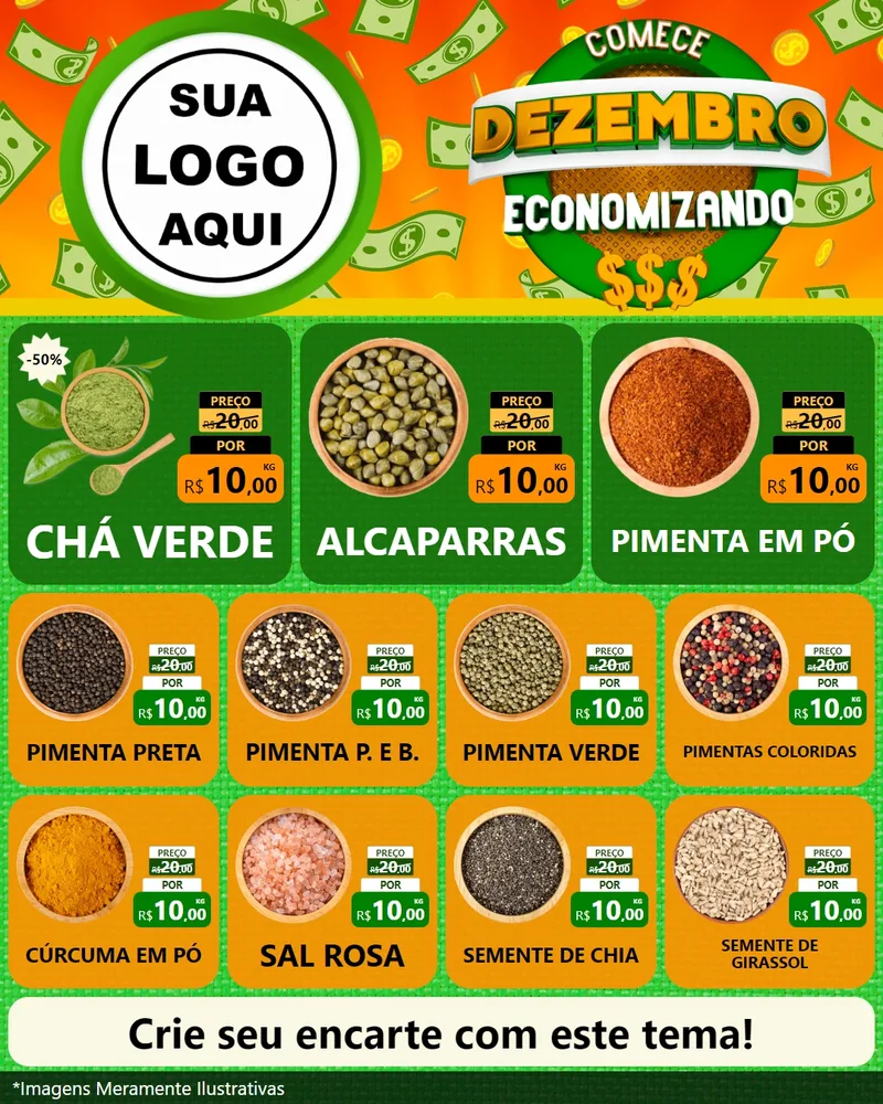 Modelo de Rede Social para Feed Instagram com o tema Comece Dezembro Economizando para Produtos Naturais