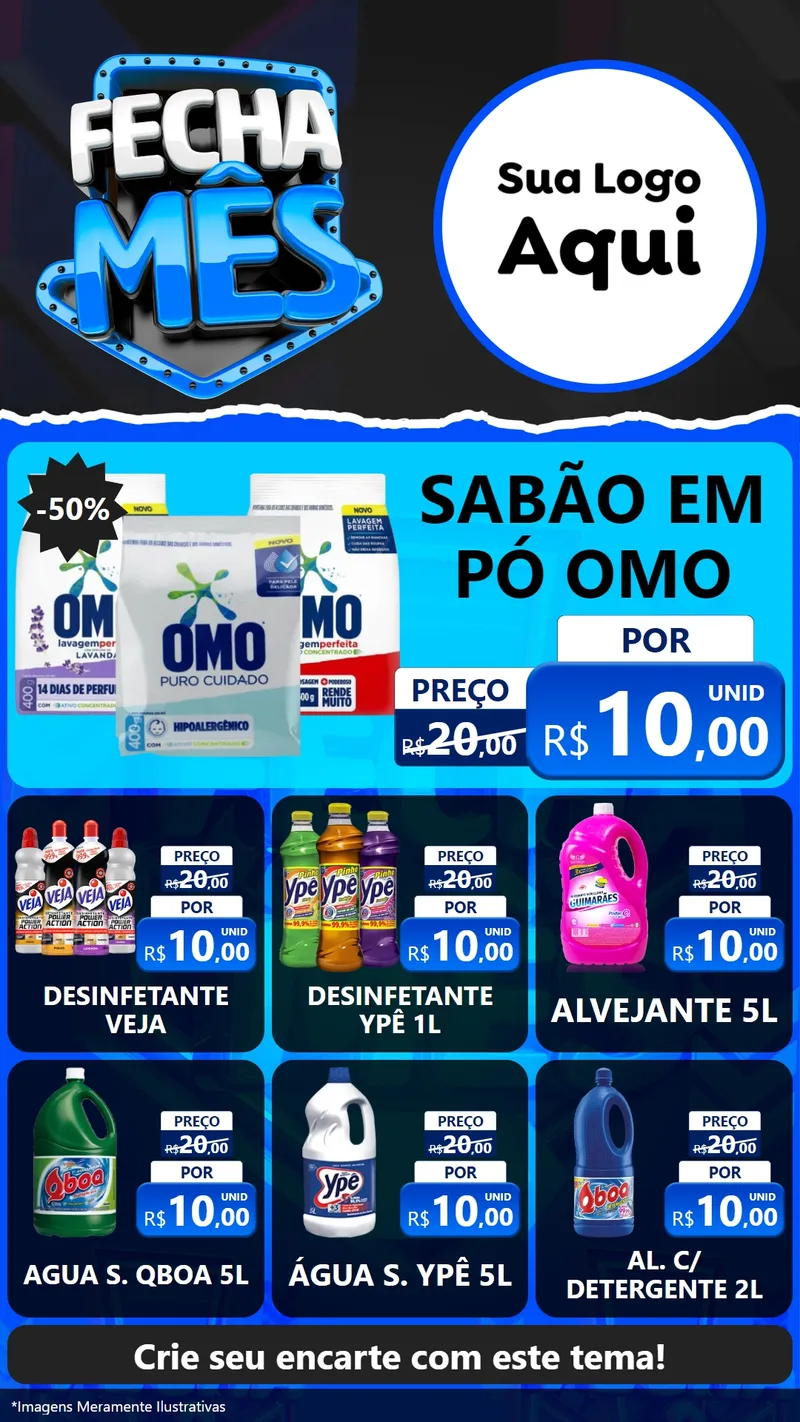 Modelo de Rede Social para Stories com o tema Fecha Mês para Produtos de Limpeza