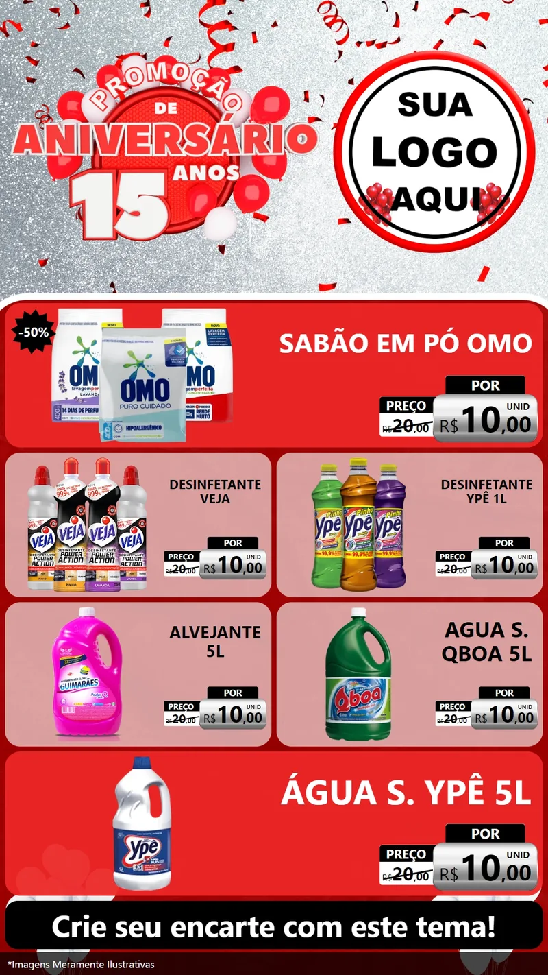 Modelo de TV para TV Vertical com o tema Promoção de Aniversário - 15 Anos para Produtos de Limpeza