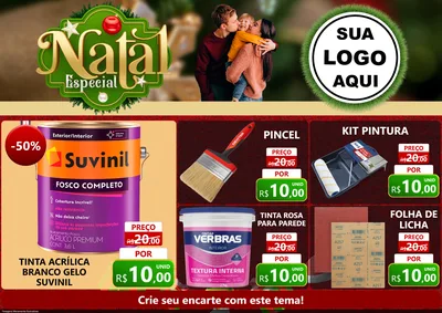 Modelo de Encarte para Encarte A4 Horizontal com o tema Natal Especial para Tintas e Ferramentas