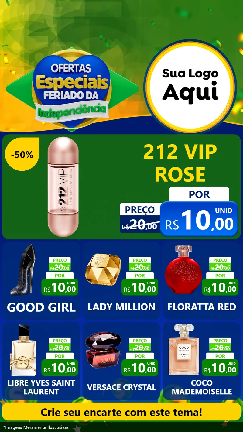 Modelo de Rede Social para Stories com o tema Ofertas Especiais Feriado da Independência para Perfumes