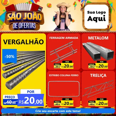 Modelo de Rede Social para Feed Facebook com o tema São João de Ofertas para Ferragens