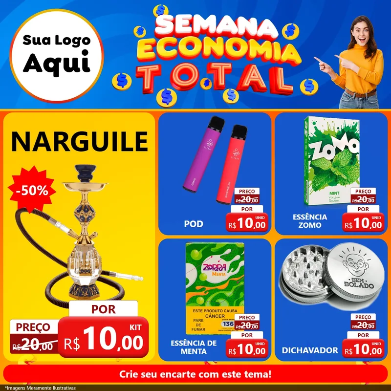 Modelo de Rede Social para Feed Facebook com o tema Semana Economia Total para Tabacaria