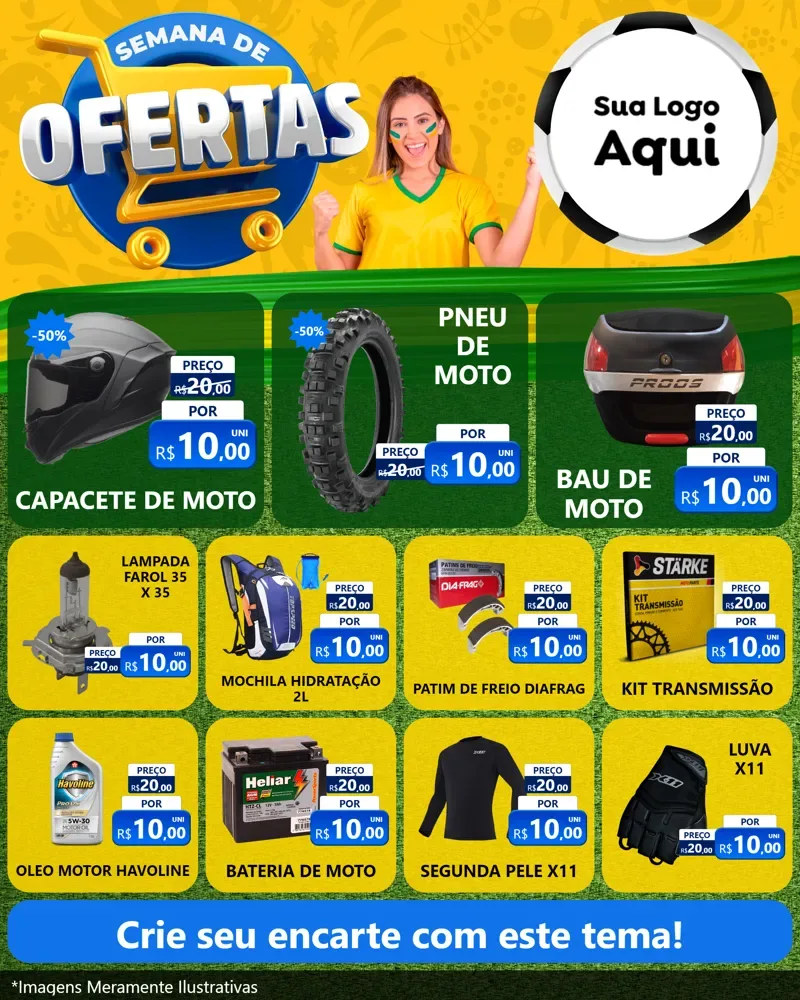 Modelo de Rede Social para Feed Instagram com o tema Semana de Ofertas - Copa para Moto peças
