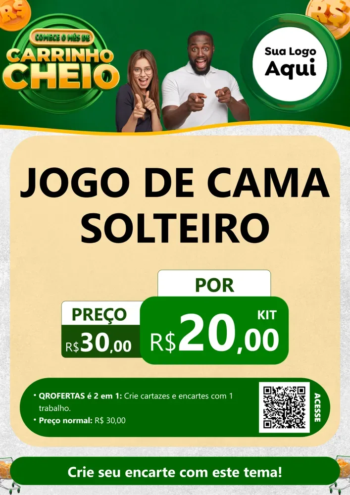 Modelo de Cartaz para Cartaz A4 Vertical com o tema Carrinho Cheio para Cama, Mesa e Banho