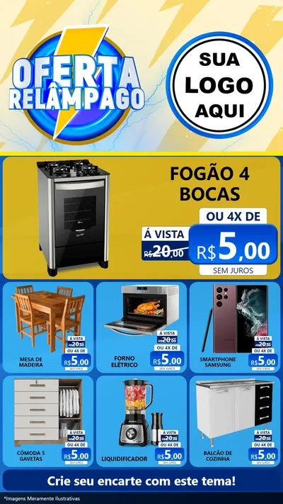 Modelo de Rede Social para Stories com o tema Oferta Relâmpago para Móveis e Eletro
