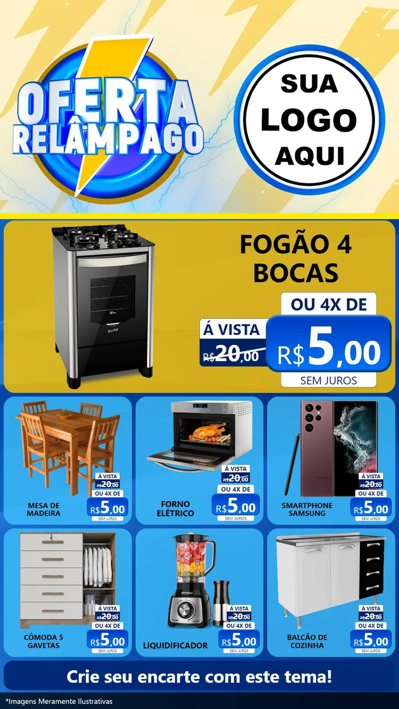 Modelo de Rede Social para Stories com o tema Oferta Relâmpago para Móveis e Eletro