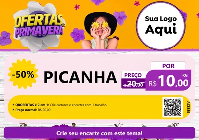 Modelo de Cartaz para Cartaz A4 Horizontal com o tema Ofertas Da Primavera para Açougue