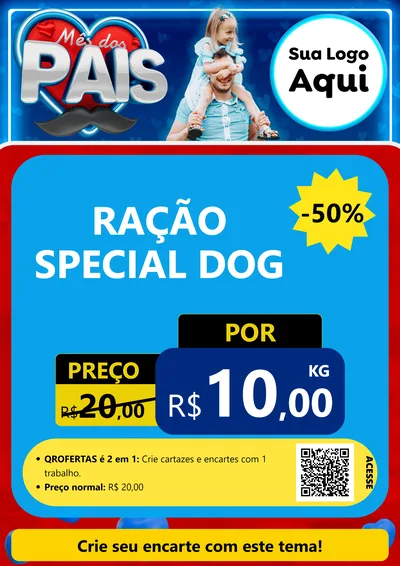 Modelo de Cartaz para Cartaz A4 Vertical com o tema Mês Dos Pais para Pet Shop