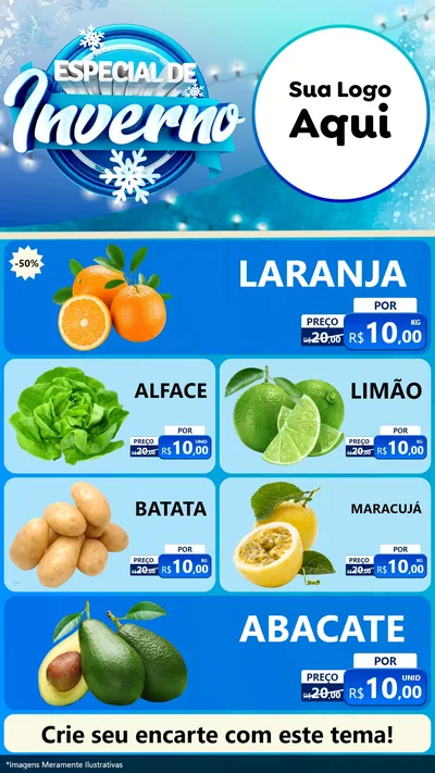 Modelo de TV para TV Vertical com o tema Especial de Inverno para Hortifrúti