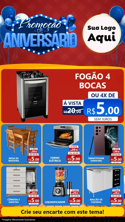 Modelo de Rede Social para Stories com o tema Promoção de Aniversário para Móveis e Eletro