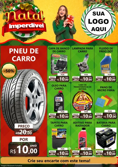 Modelo de Encarte para Encarte A4 Vertical com o tema Natal Imperdível para Auto peças