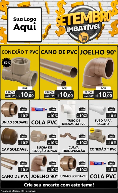 Modelo de Encarte para Encarte Grande com o tema Setembro Imbatível para Tubos e conexões