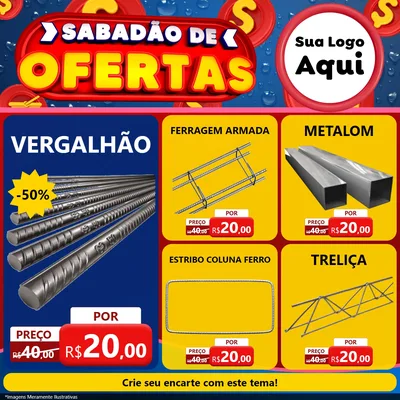 Modelo de Rede Social para Feed Facebook com o tema Sabadão de Ofertas para Ferragens