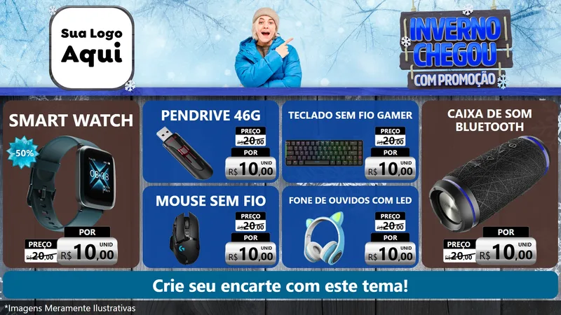 Modelo de TV para TV Horizontal com o tema Inverno Chegou Com Promoção para Informática